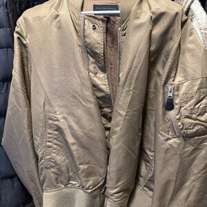 Beige/Tan, All Saints Bomber Jacket Size Medium